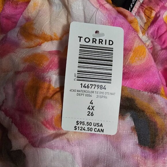 Torrid - Multi Watercolor Tie-Dye Off Shoulder Skirt Set - 4X - Picture 3 of 3